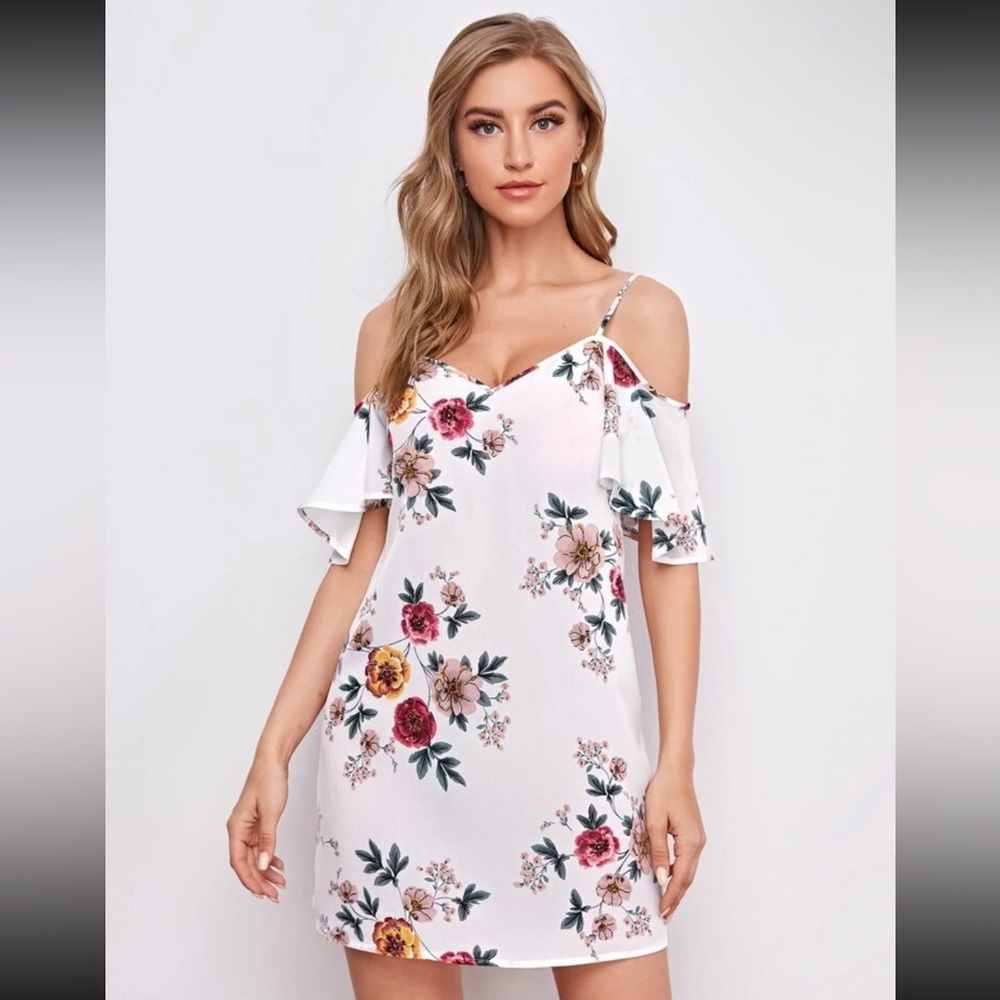 NWOT White Floral Off Shoulder Dress